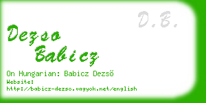 dezso babicz business card